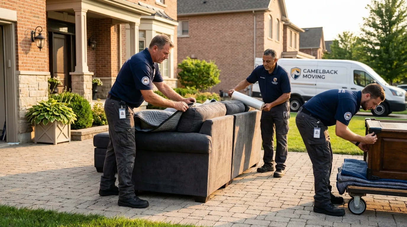 Large estate moving crew wrapping furniture in Crestview, FL
