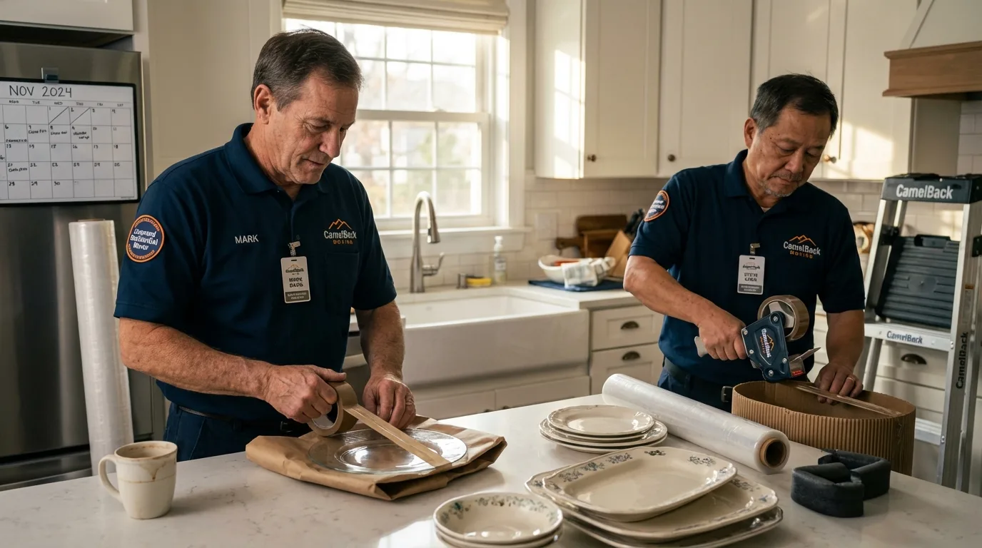 Professional crew packing kitchen dishware in Crestview, FL